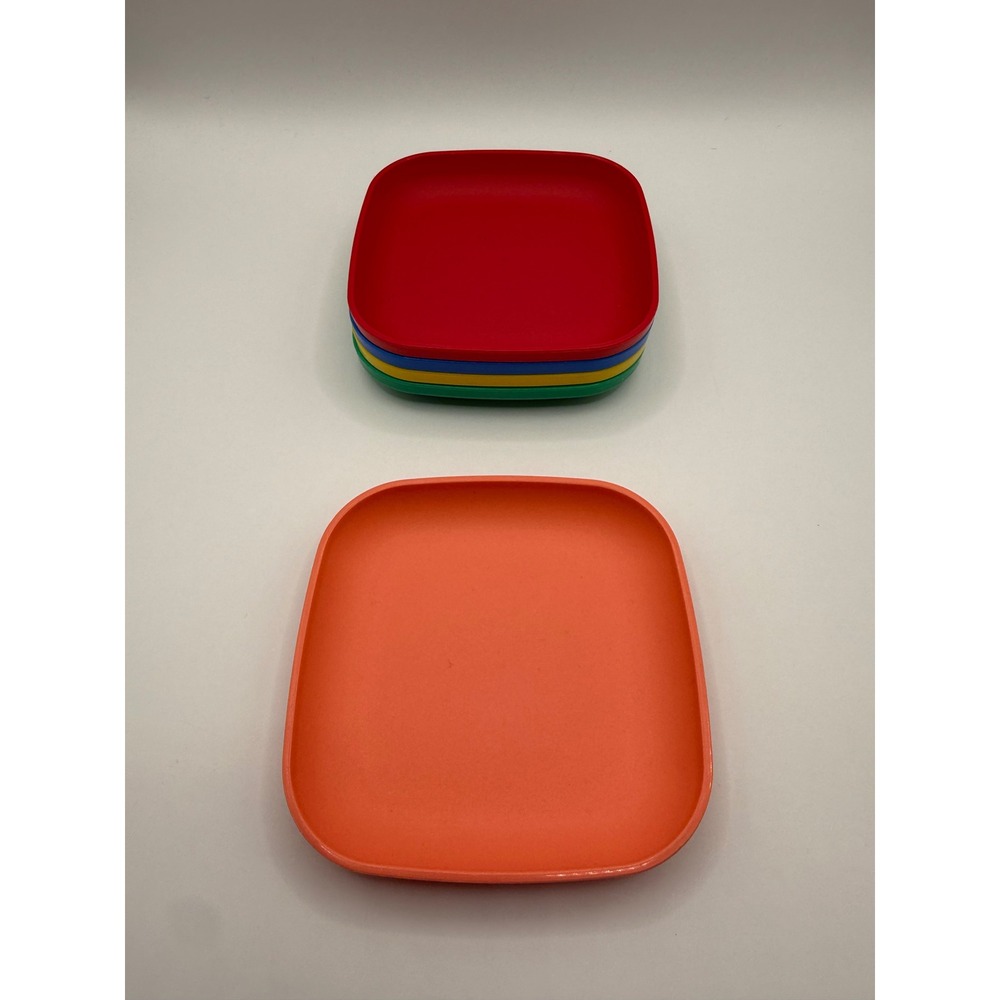 Tupperware Toys Vintage 4 inch Square Mini Plates Set of 5